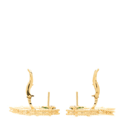 Van Cleef & Arpels 18K Yellow Gold Diamond Malachite 3 Motifs Vintage Alhambra Earrings 3 of 5