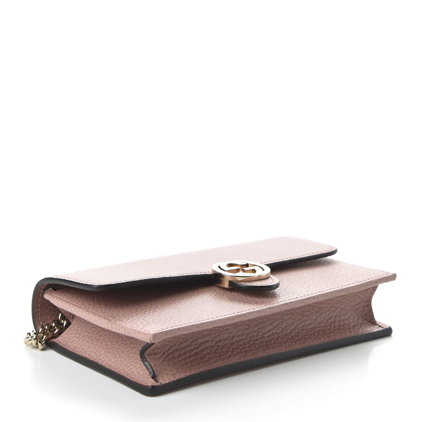 Dollar Calfskin Interlocking G Chain Wallet Soft Pink