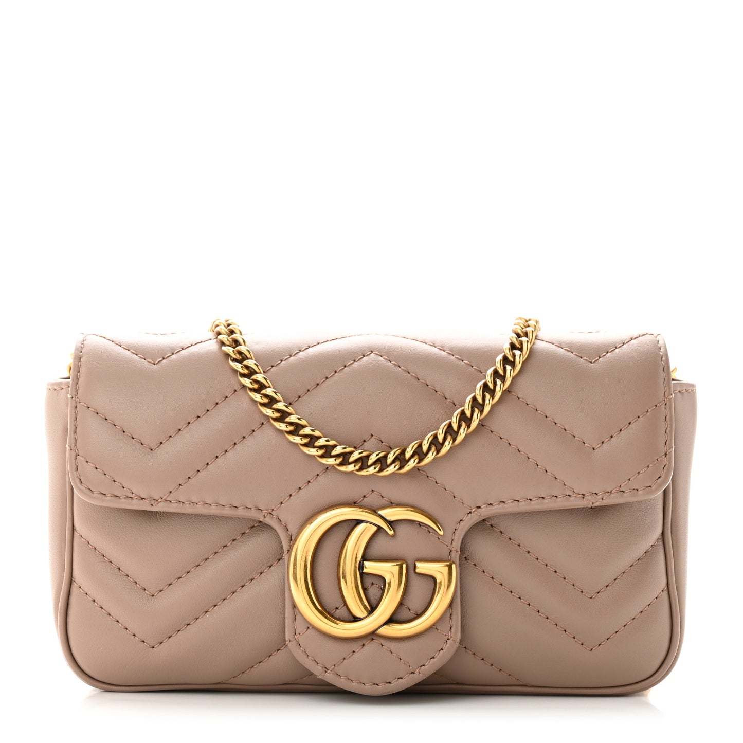 Calfskin Matelasse Super Mini GG Marmont Shoulder Bag Porcelain Rose