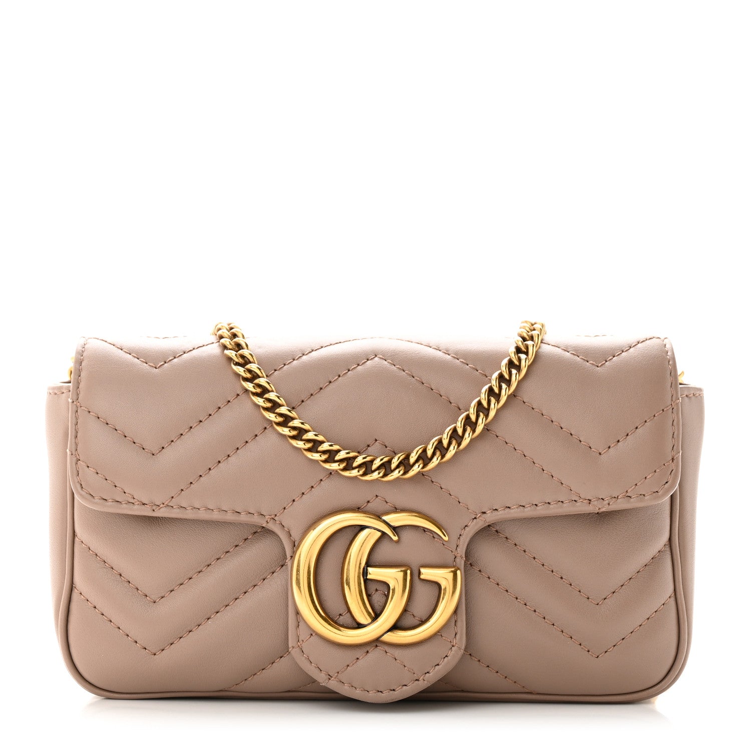 Gucci Calfskin Matelasse Super Mini GG Marmont Shoulder Bag Porcelain Rose 1 of 11