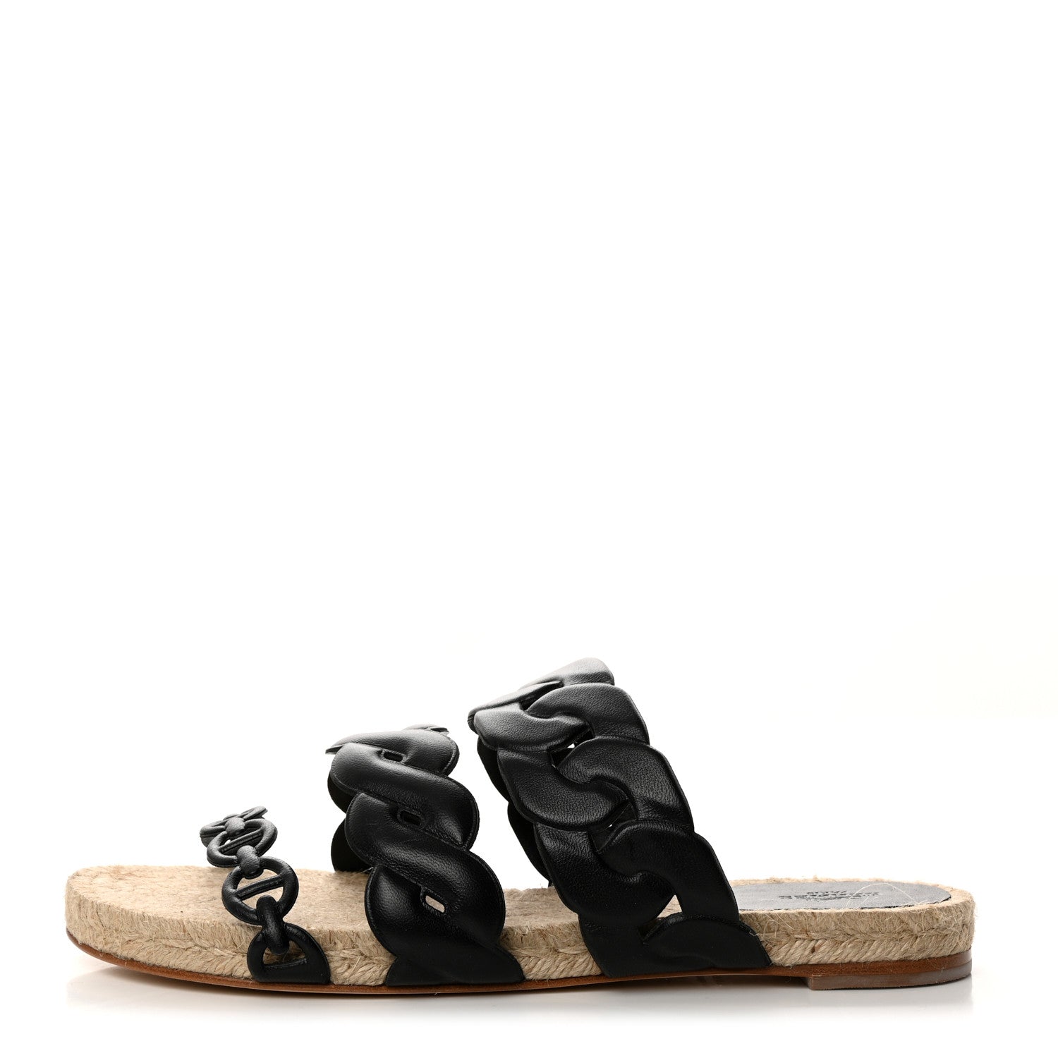 Hermes Nappa Gwen Espadrille Sandals 39 Black 1 of 9