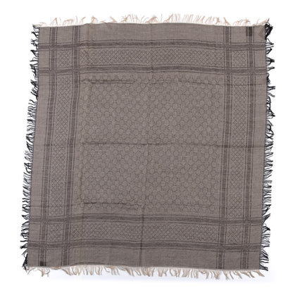Gucci Wool Silk GG Monogram Diamante Plaid Surviee Shawl Beige Dark Brown 1 of 3