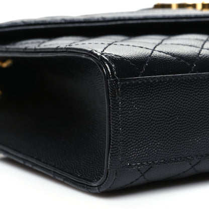 Saint Laurent Grain De Poudre Textured Mixed Matelasse Triquilt Medium Monogram Satchel Black 5 of 11