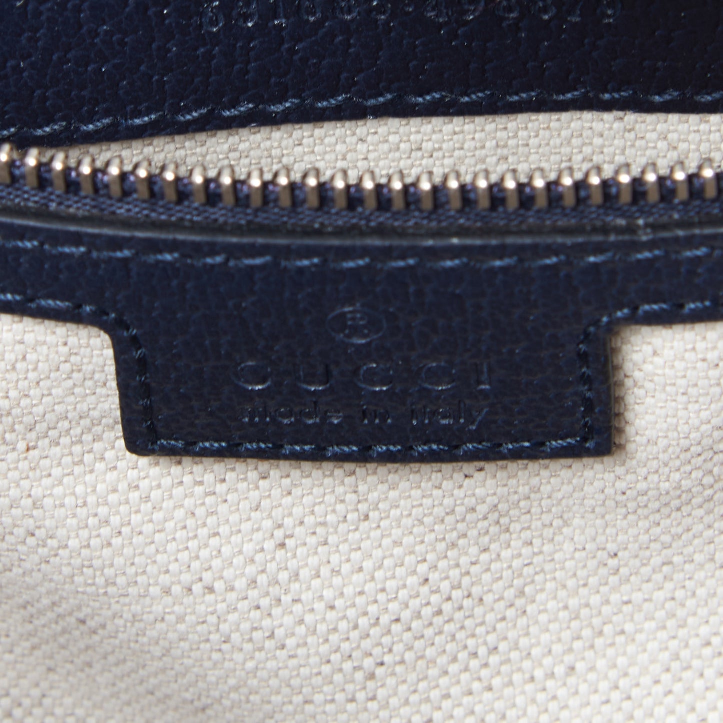 GG Supreme Monogram Textured Calfskin Web Medium Ophidia Shopping Tote Beige Blue