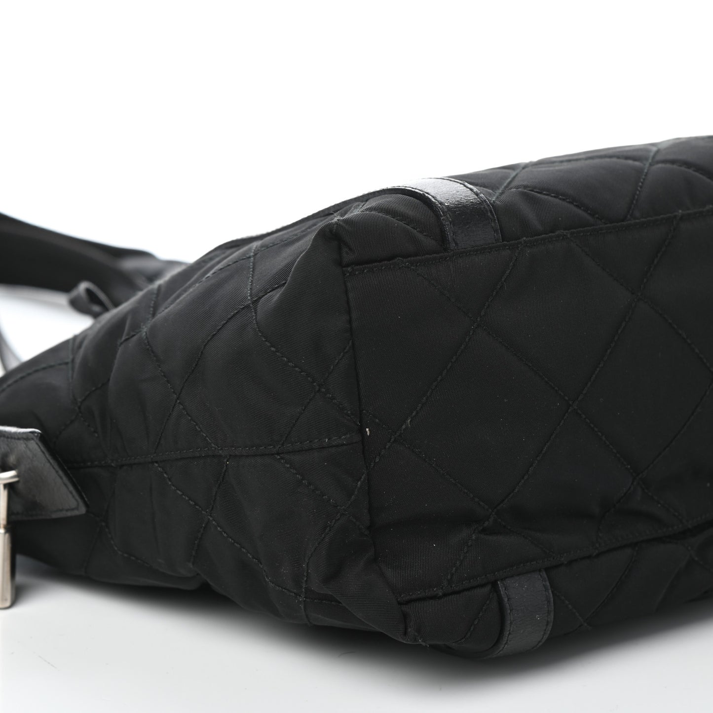 Nylon Tessuto Impuntu Quilted Shoulder Bag Black