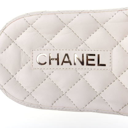 Chanel Lambskin Quilted CC Mules Sandals 36 Ivory 8 of 12