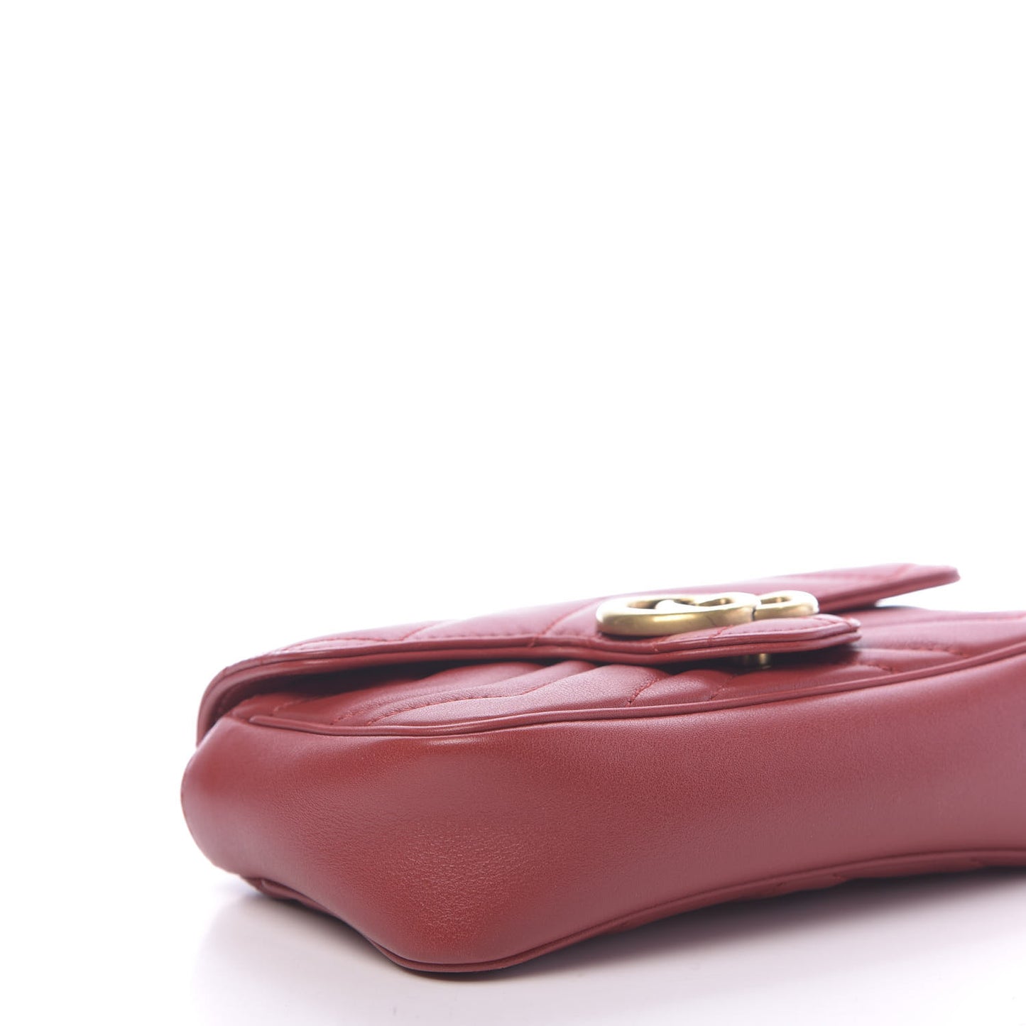 Calfskin Matelasse Super Mini GG Marmont Shoulder Bag Hibiscus Red