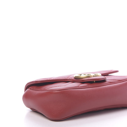Gucci Calfskin Matelasse Super Mini GG Marmont Shoulder Bag Hibiscus Red 8 of 11