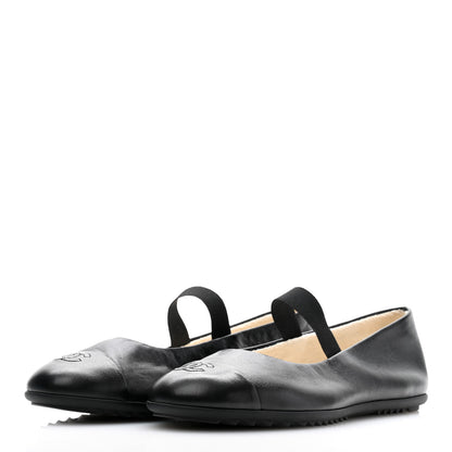 Chanel Lambskin Cap Toe CC Mary Jane Flats 40 Black 3 of 9