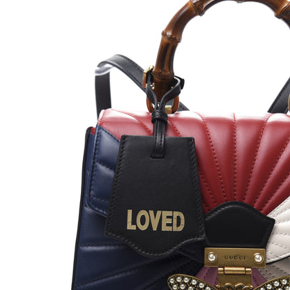 Gucci Calfskin Bamboo Trapuntata Queen Margaret Backpack Blue Agata Hibiscus Red Mystic White Sugar Pink 11 of 14