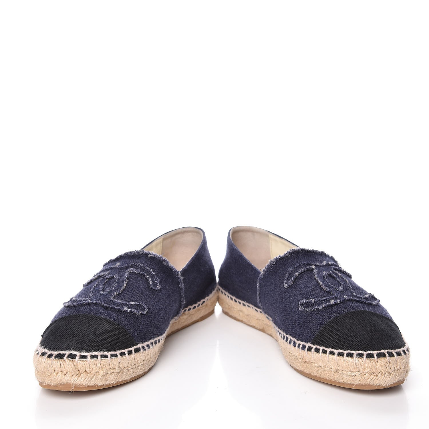 Chanel Denim Toile CC Espadrilles 41 Navy Black 5 of 15