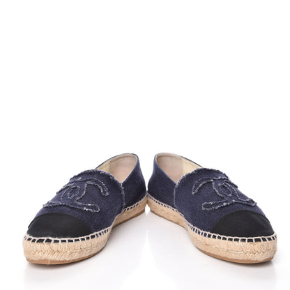 Chanel Denim Toile CC Espadrilles 41 Navy Black 5 of 15