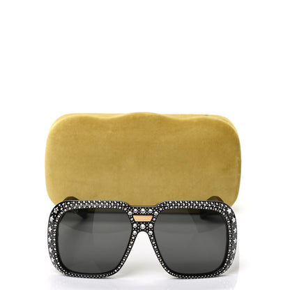 Gucci X DAPPER DAN Acetate Crystal Sunglasses GG0427S Black 6 of 6