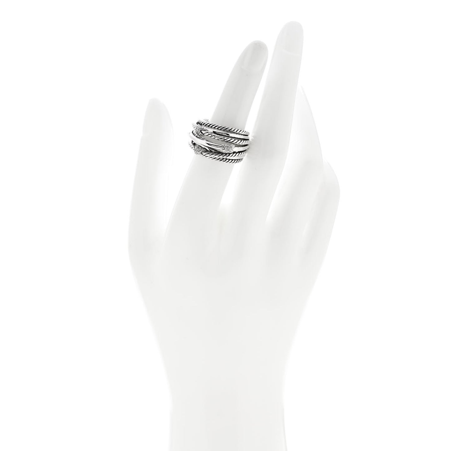 Sterling Silver Diamond Triple X Crossover Ring 52 6