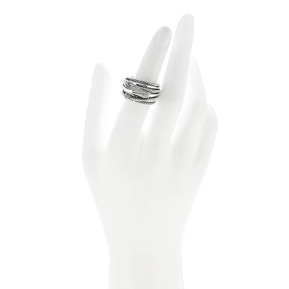 David Yurman Sterling Silver Diamond Triple X Crossover Ring 52 6 2 of 4