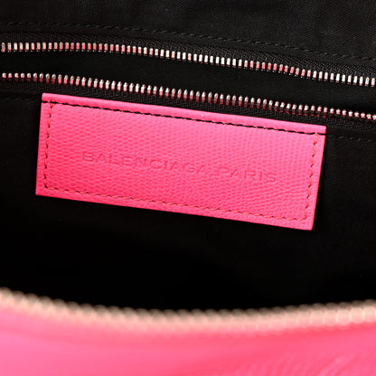 Balenciaga Calfskin Lizard Embossed Silver Hardware Work Rose Fluo 7 of 11