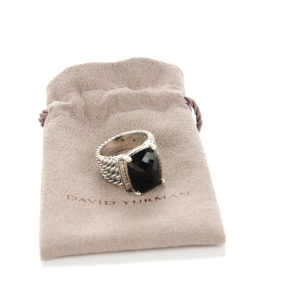 David Yurman Sterling Silver Diamond Black Onyx 16mm Wheaton Ring 52 6 5 of 5