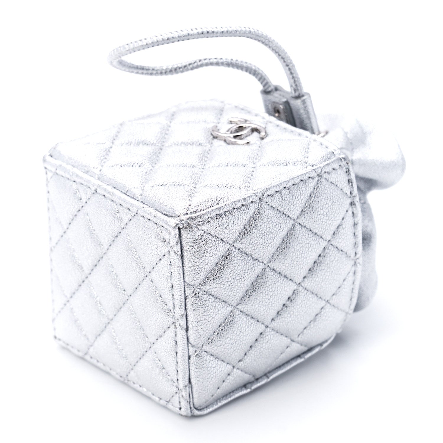 Chanel Metallic Caviar Quilted Mini Drawstring Bucket Bag Silver 11 of 12