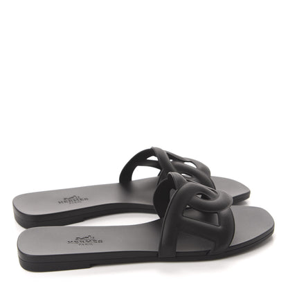 Hermes Rubber Aloha Sandals 36 Black 4 of 10