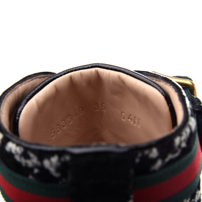 Gucci Tweed GG Monogram Lace Up Combat Ankle Boots 39 Black 10 of 11