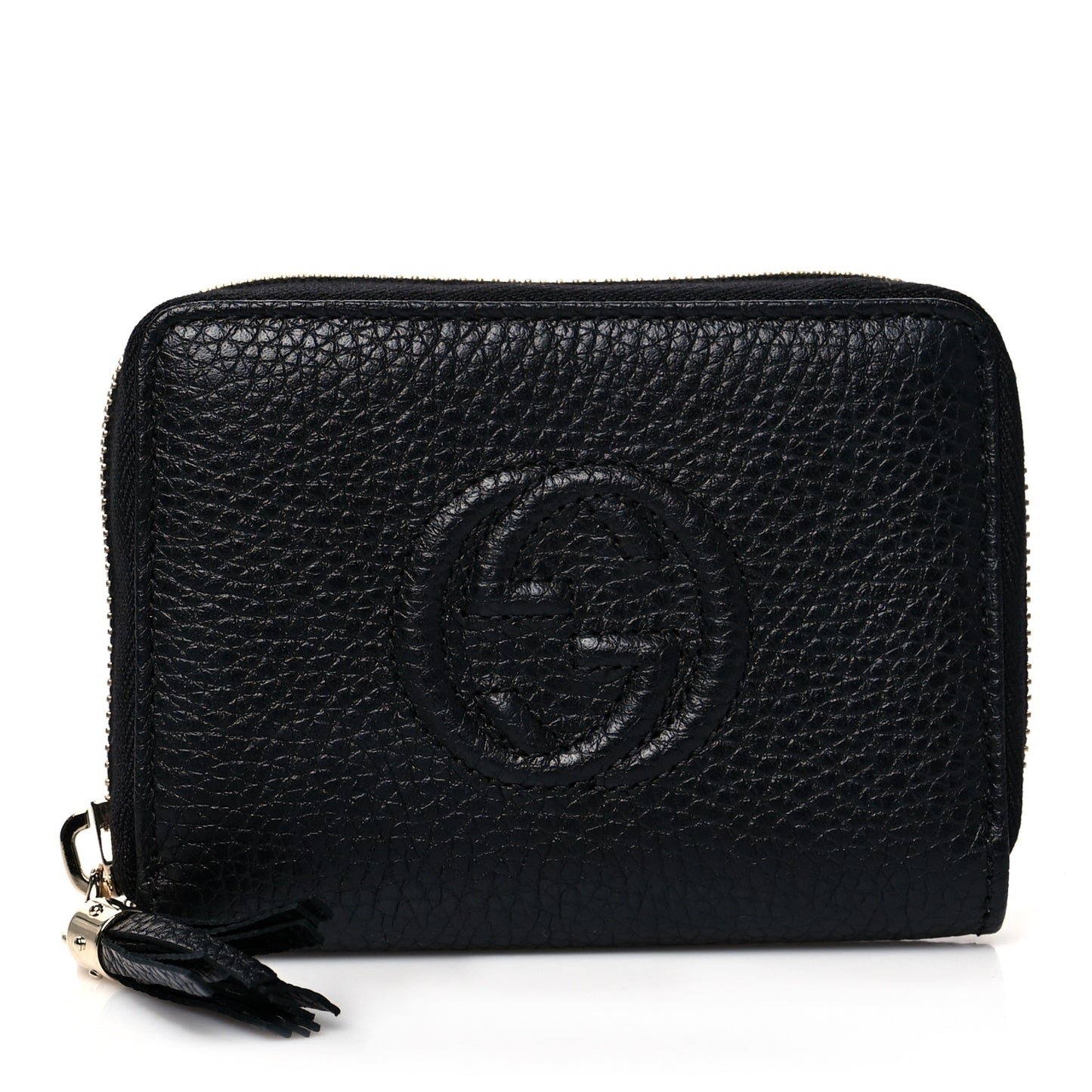 Pebbled Calfskin Small Soho Zip Around Wallet Black