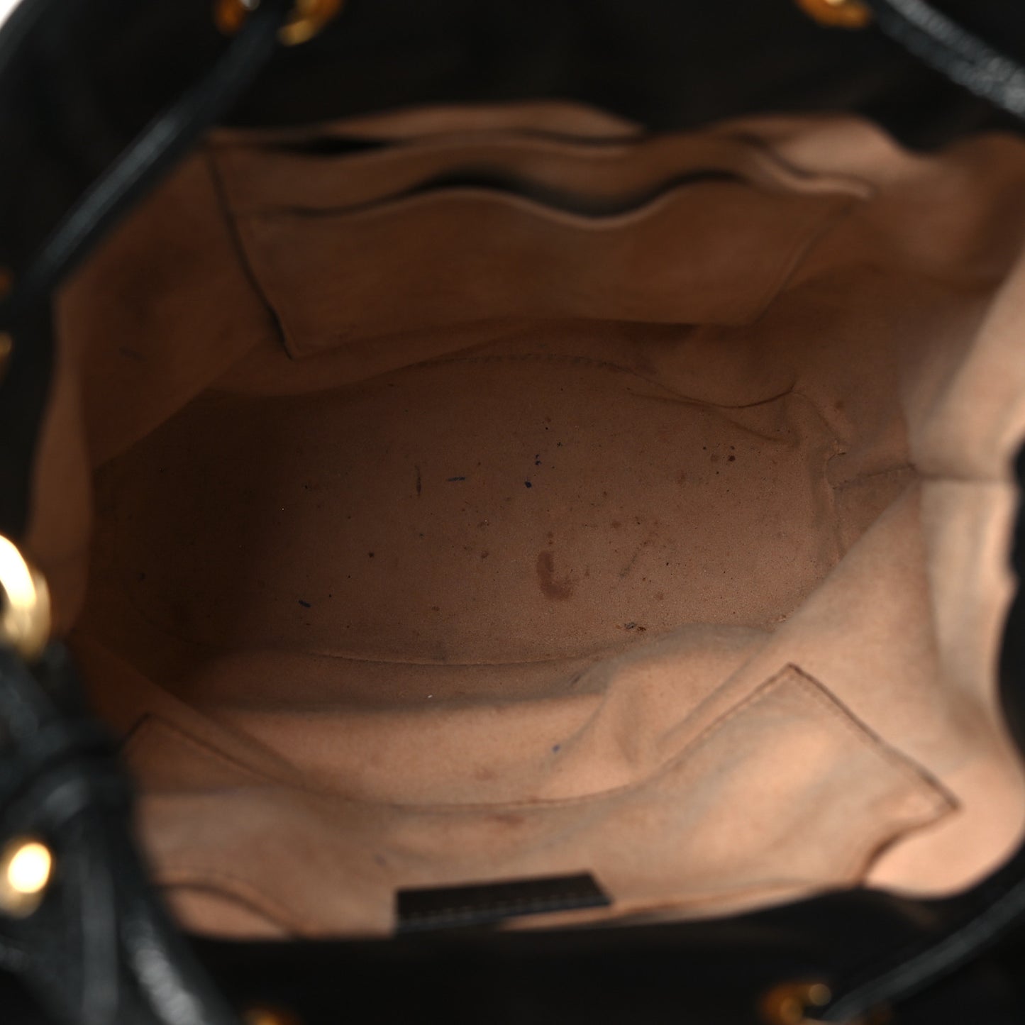 Suede Patent Web Small Ophidia Bucket Bag Black
