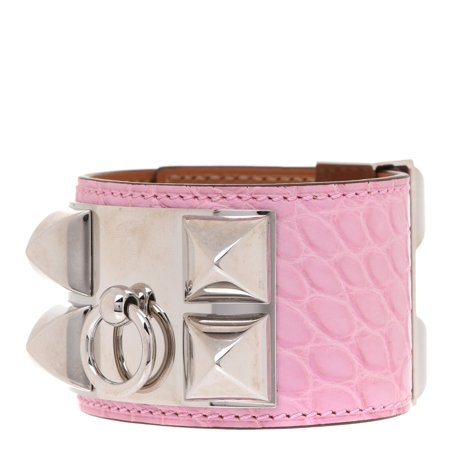 Hermes Matte Alligator Collier De Chien CDC Bracelet T2 5P Pink 1 of 7