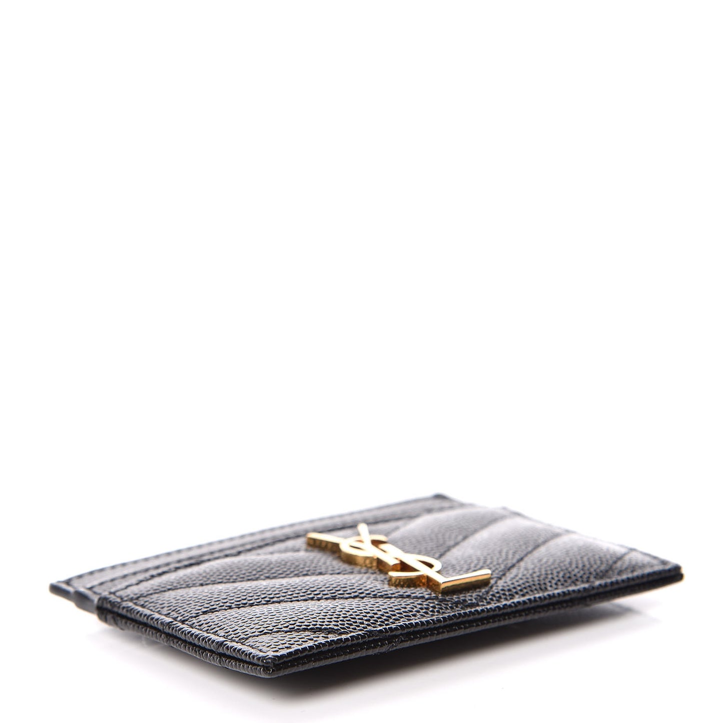 Grain De Poudre Matelasse Chevron Monogram Credit Card Case Black