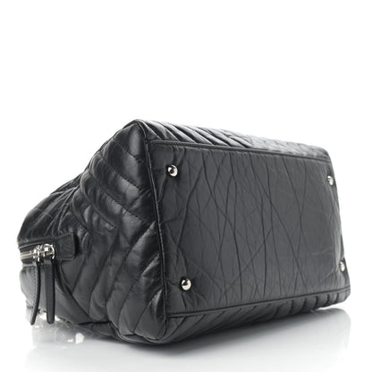 Chanel Aged Calfskin Chevron Medium Soft Bowling Bag Black 4 of 10