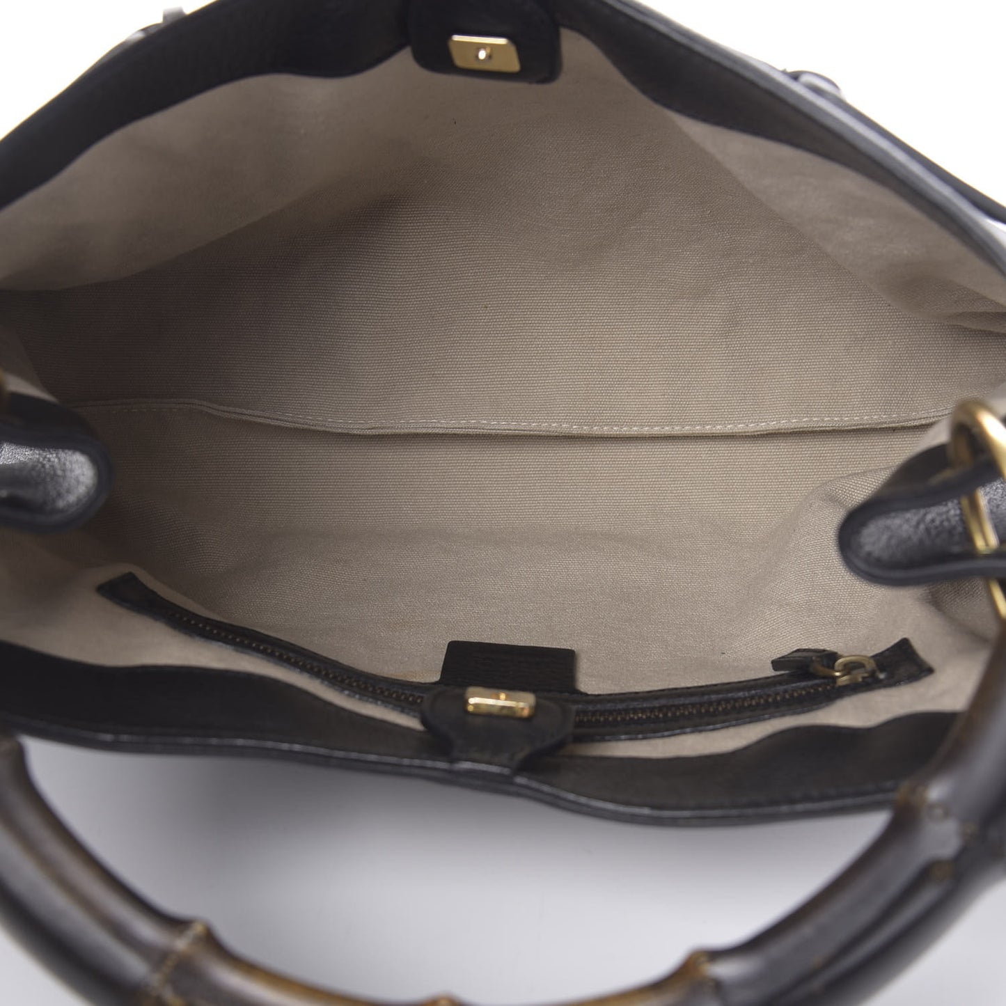 Calfskin Bamboo Handle Tote Black