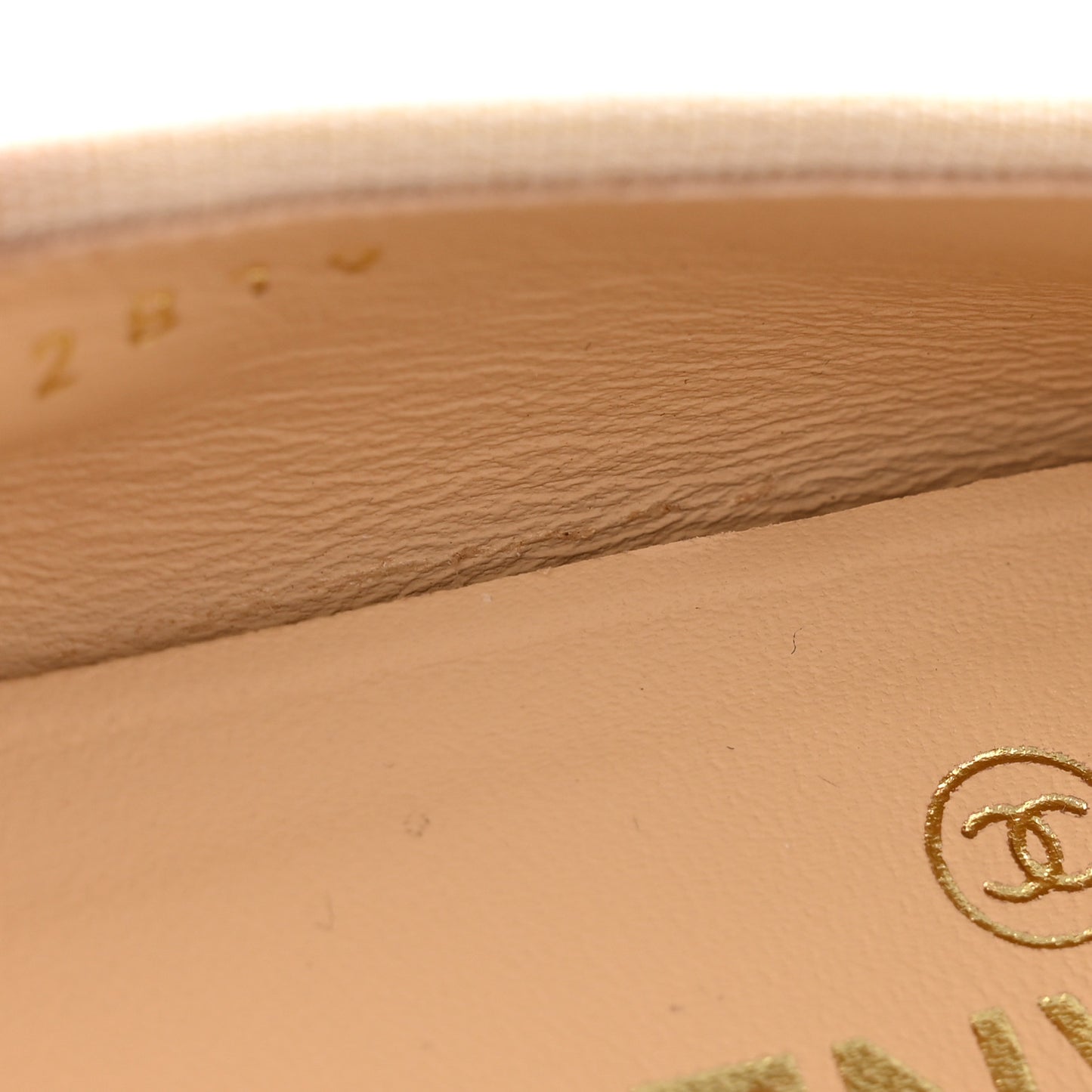 Lambskin Cap Toe CC Ballerina Flats 38 Beige Black