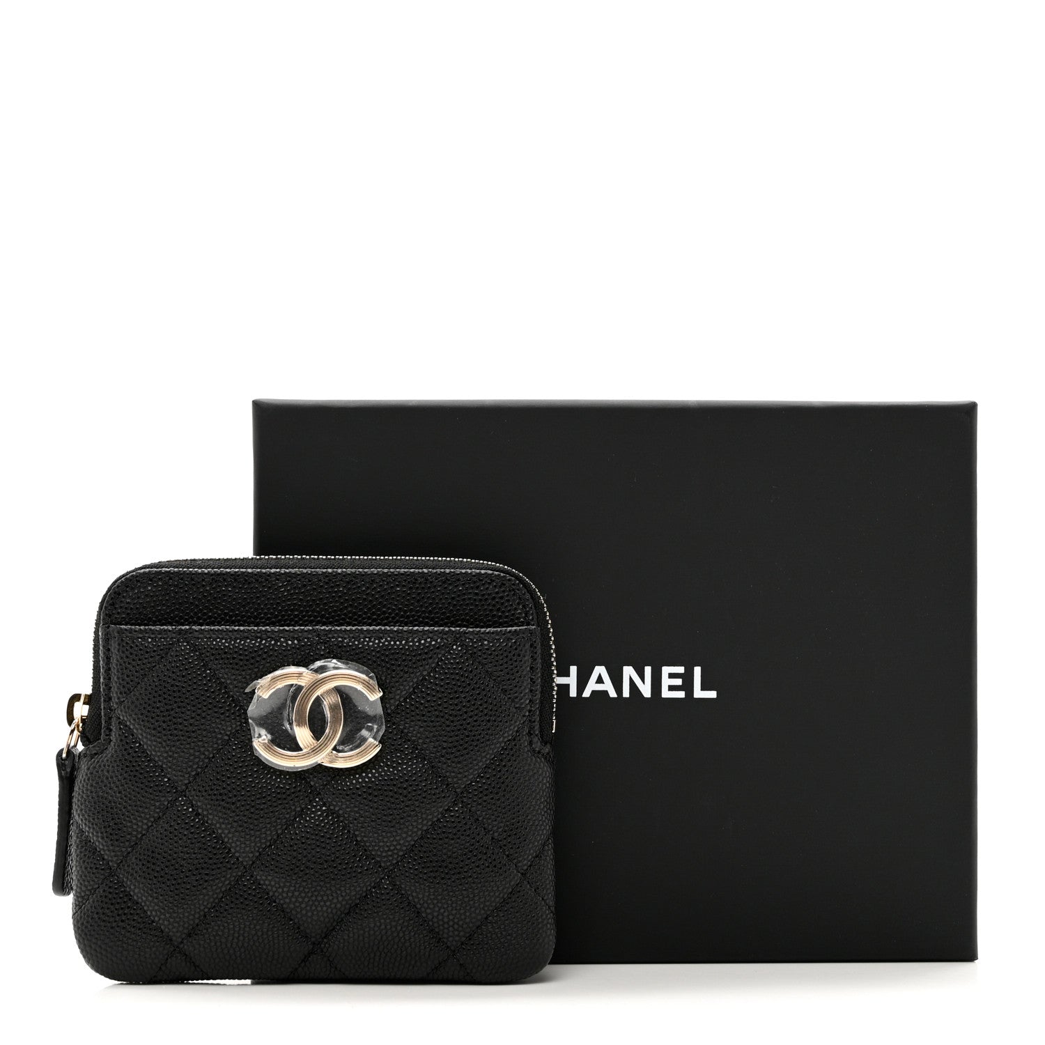 Chanel Caviar Quilted Zip Card Holder Wallet Black 8 of 8