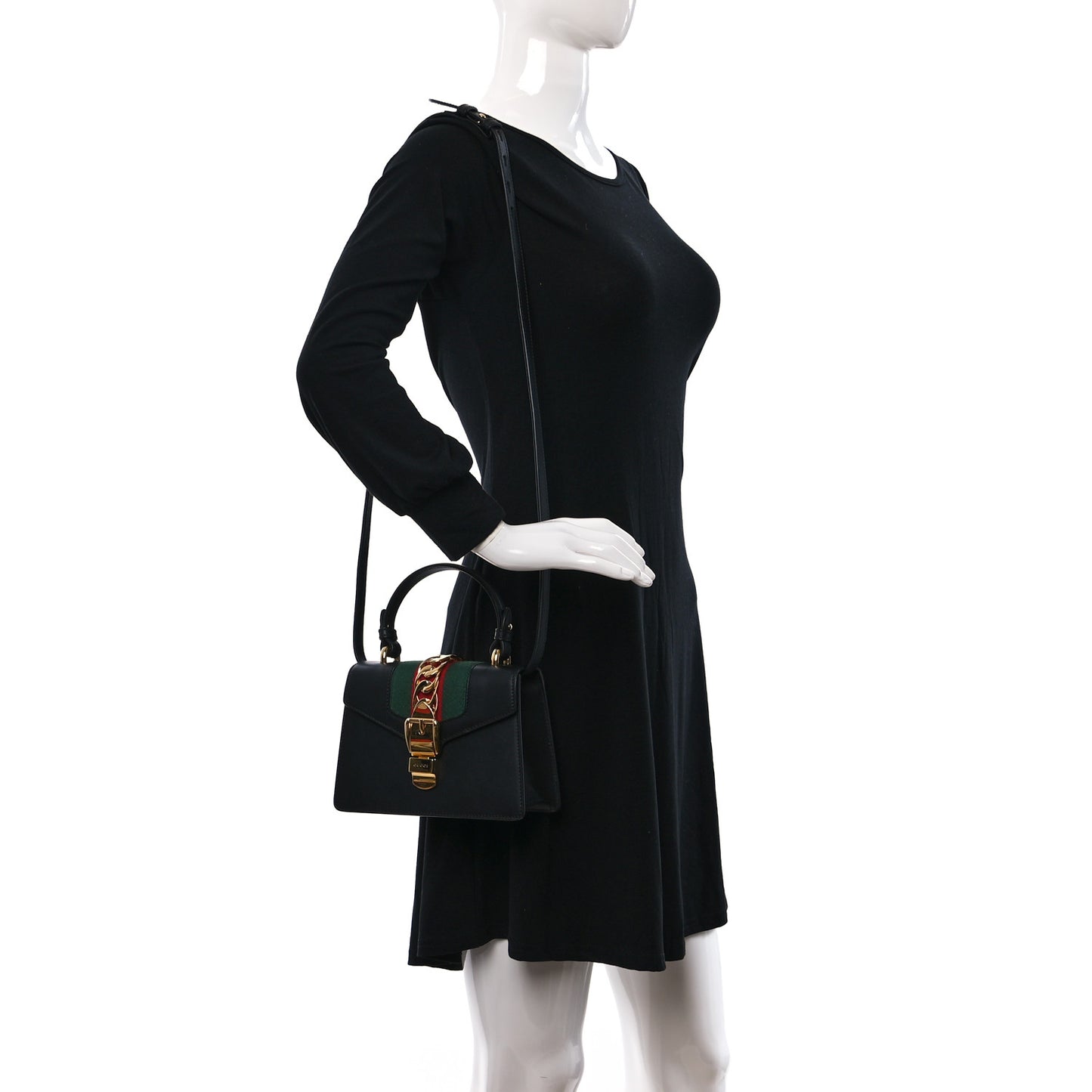 Calfskin Mini Sylvie Top Handle Bag Black