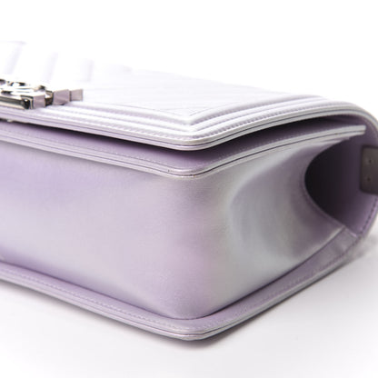 Chanel Metallic Lambskin Chevron Quilted Medium Boy Flap Pink 7 of 12