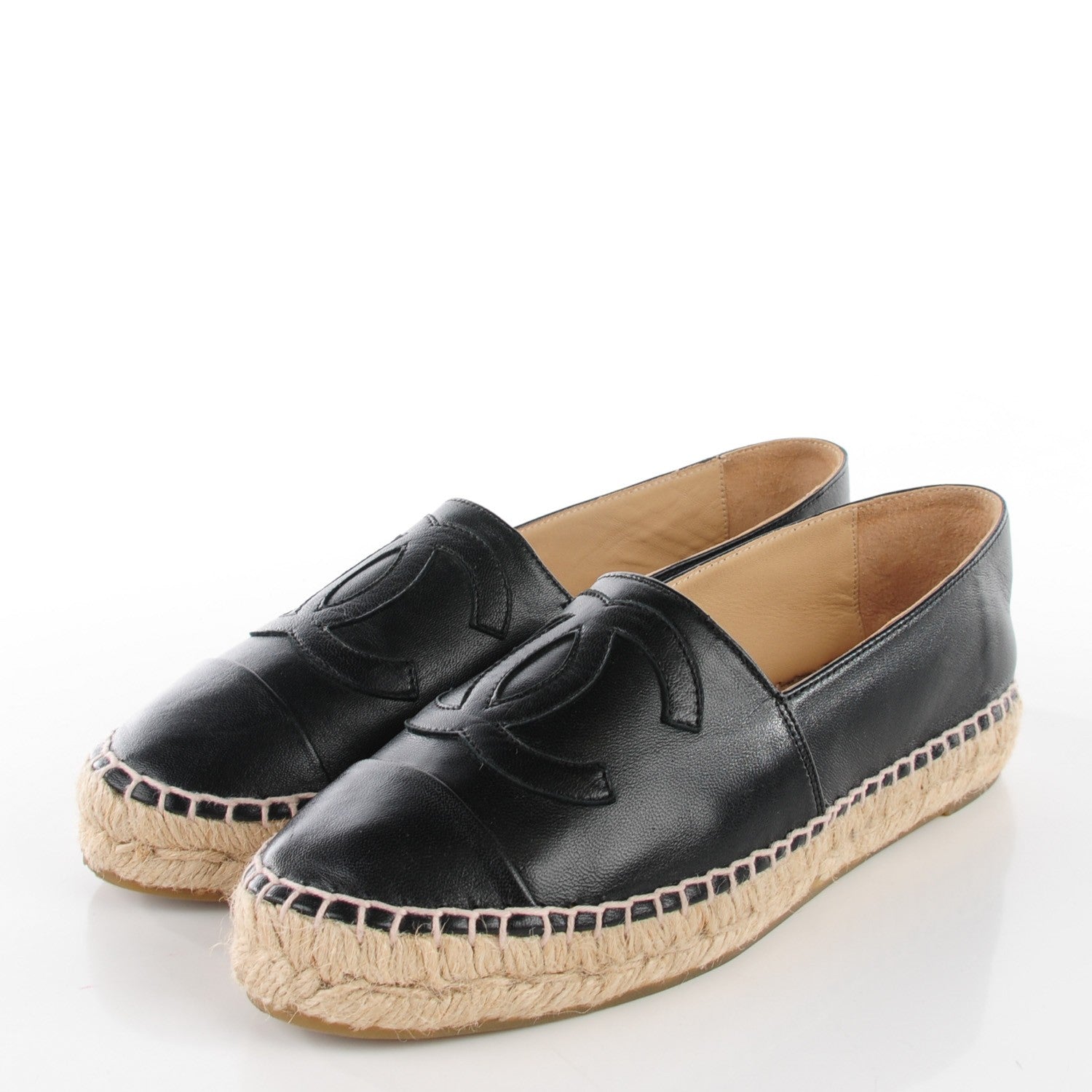 Chanel Lambskin CC Espadrilles 36 Black 3 of 7