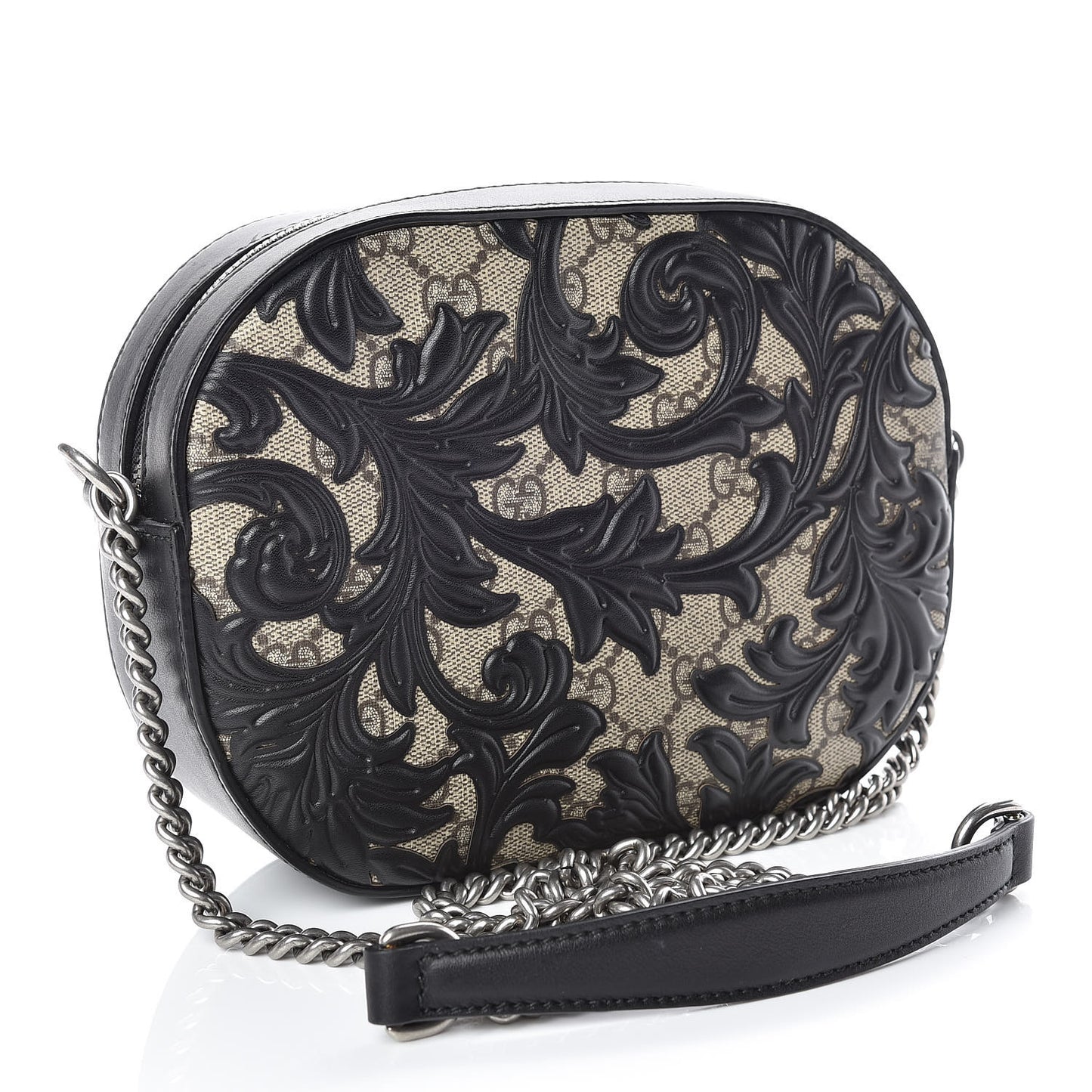 GG Supreme Monogram Arabesque Mini Chain Shoulder Bag Beige Black