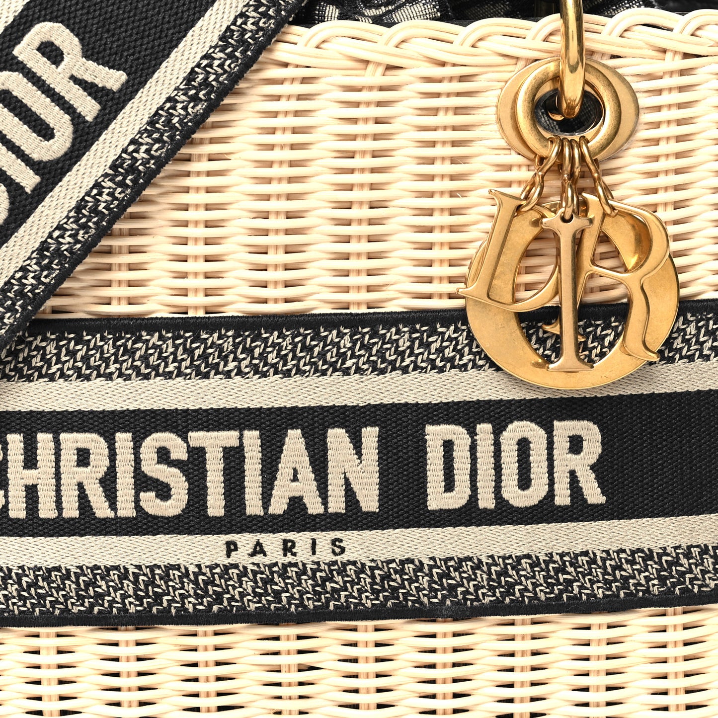 Wicker Oblique Medium Lady Dior Bag Blue