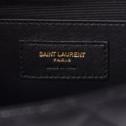Saint Laurent Grain De Poudre Textured Mixed Matelasse Triquilt Medium Monogram Satchel Black 7 of 11