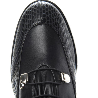 Christian Louboutin Calfskin Horse Guarda Flat Boots 38 Black Silver 7 of 8