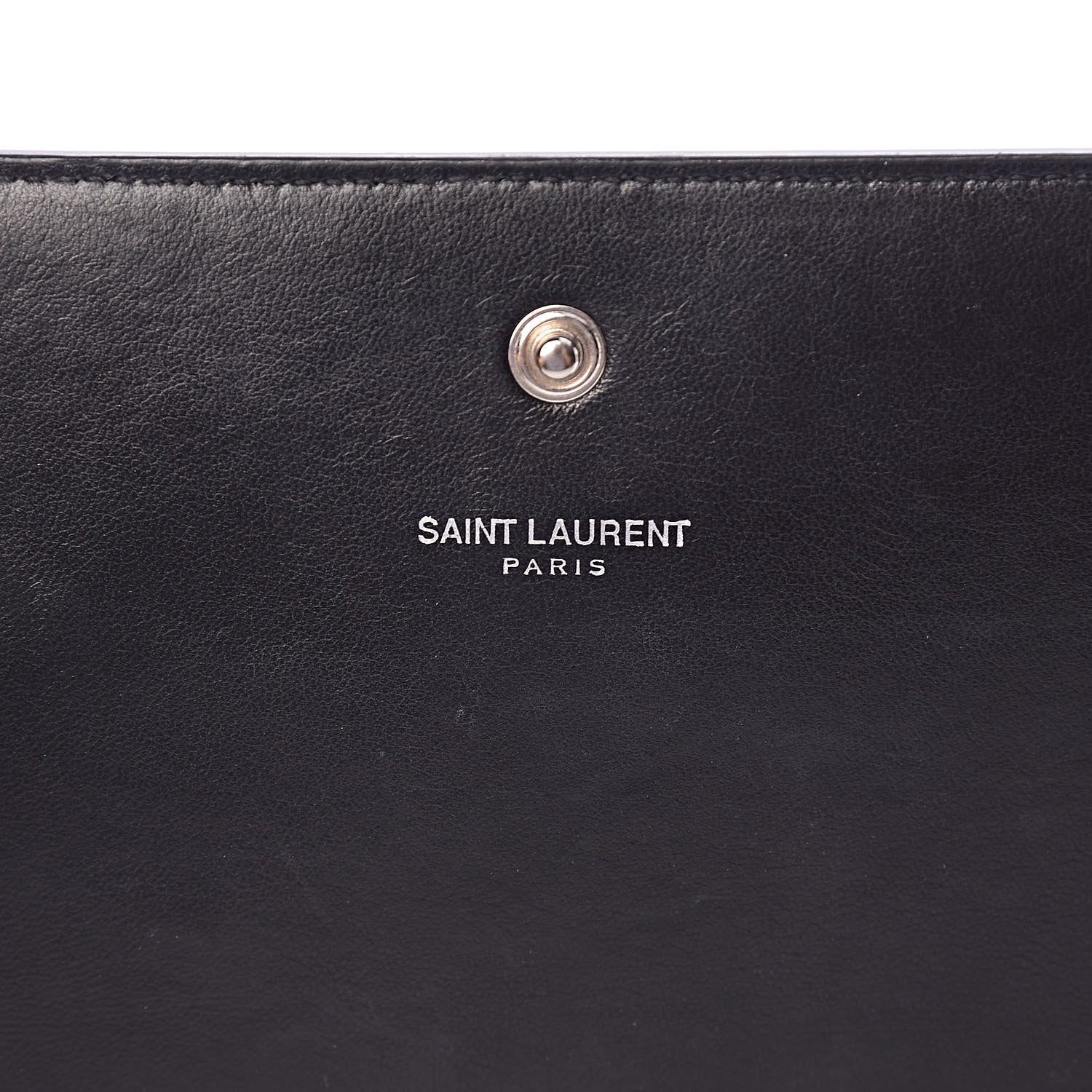 Saint Laurent Calfskin Crocodile Embossed Monogram Chain Wallet Black 6 of 11