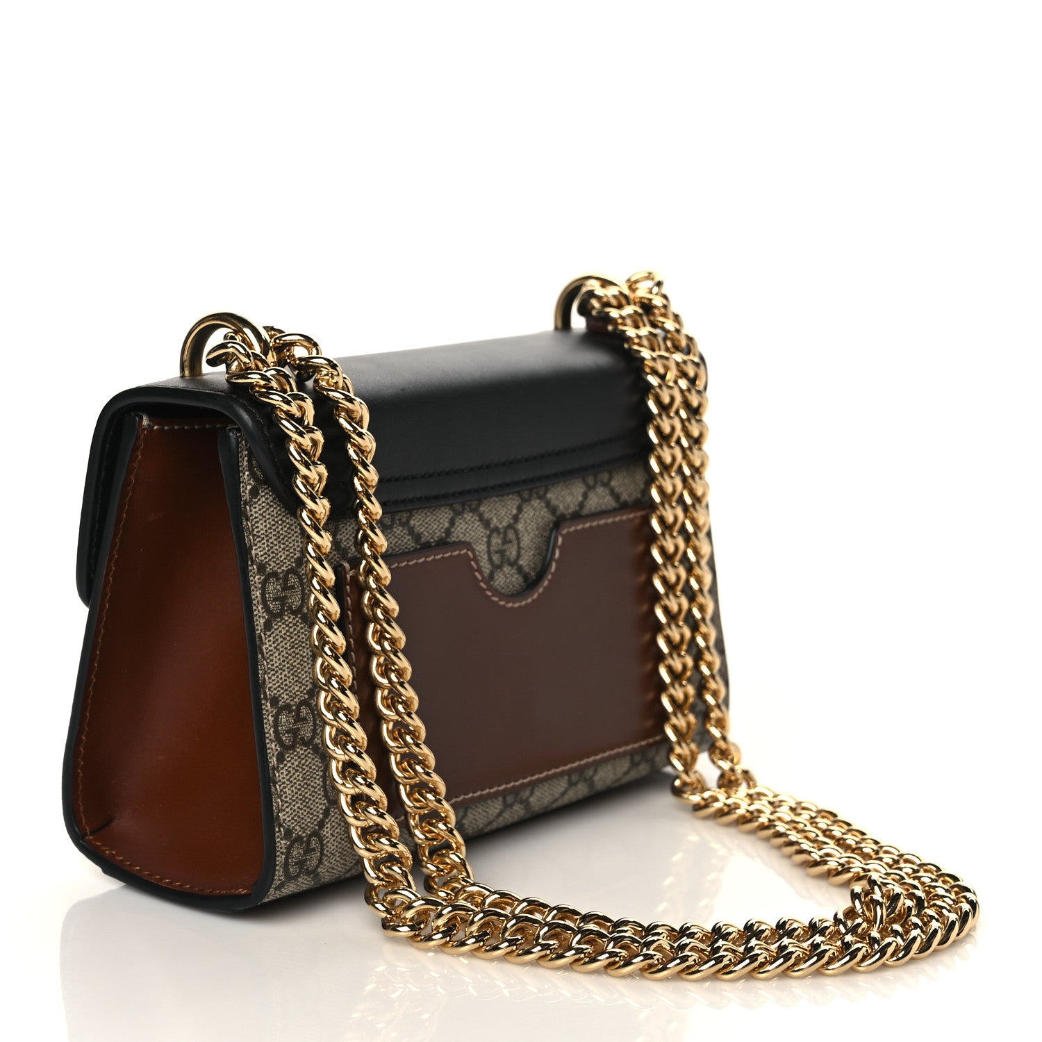 Gucci GG Supreme Monogram Calfskin Small Padlock Shoulder Bag Beige Black Cuir 2 of 10