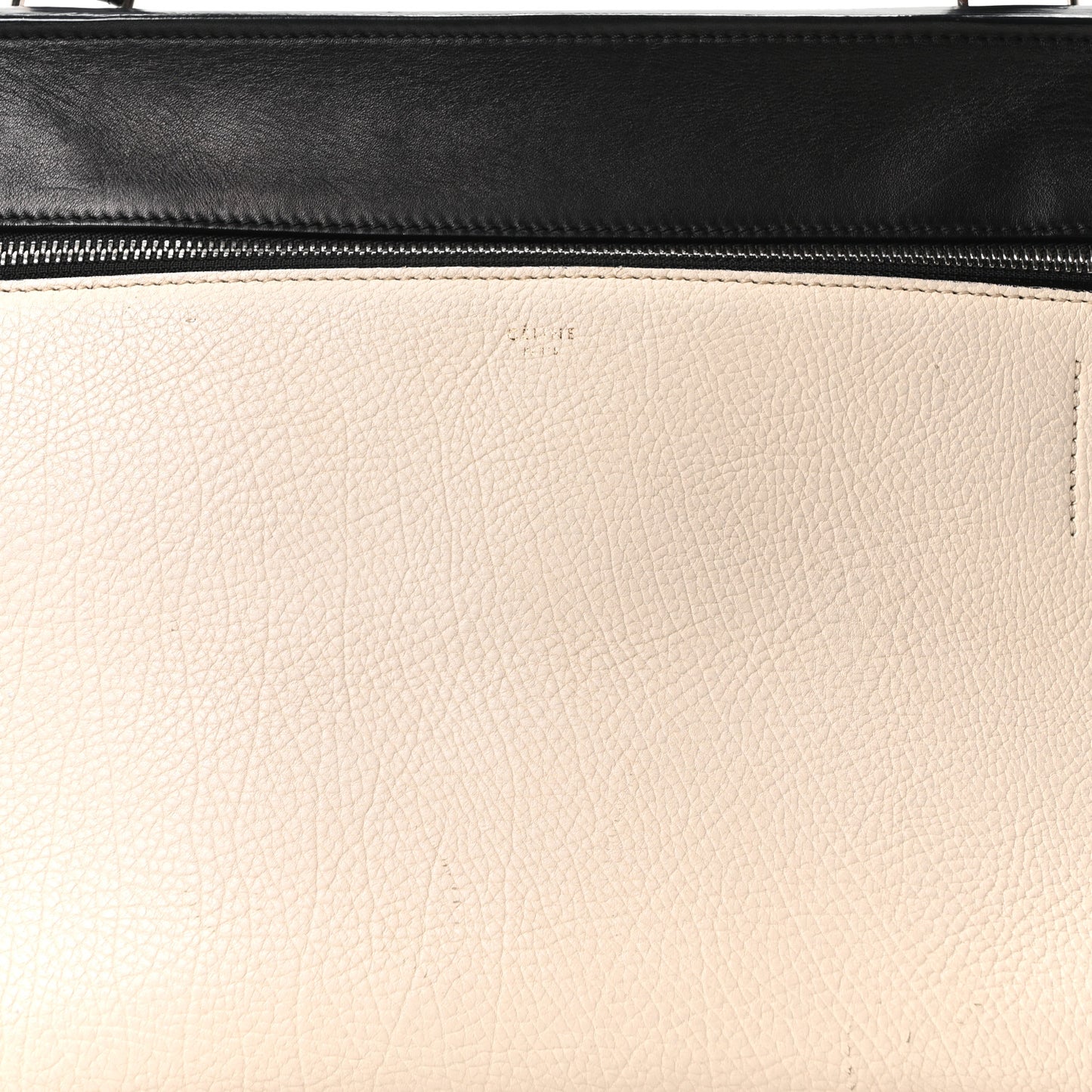 Textured Calfskin Small Bi-Color Edge Shoulder Bag Black Cream