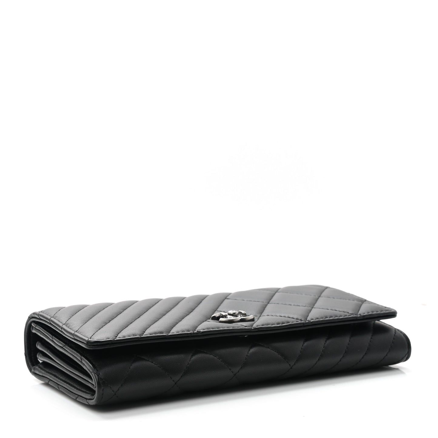 Lambskin Quilted Large Coco Boy Gusset Flap Wallet Black
