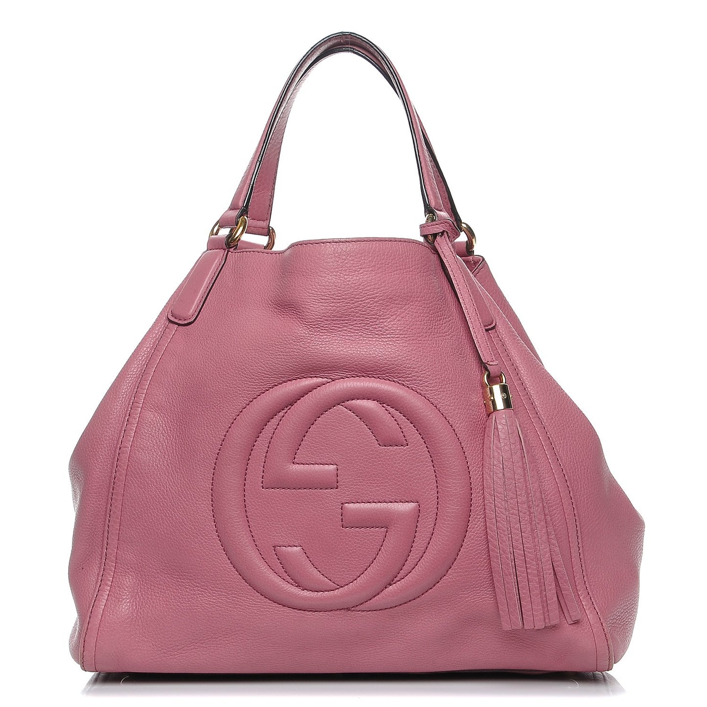 Pebbled Calfskin Medium Soho Shoulder Bag Fresia Rose