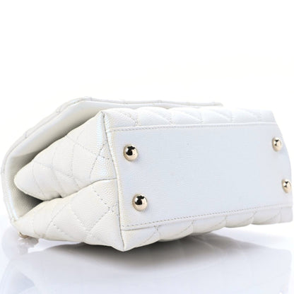 Chanel Iridescent Caviar Quilted Extra Mini Coco Handle Flap White 4 of 12