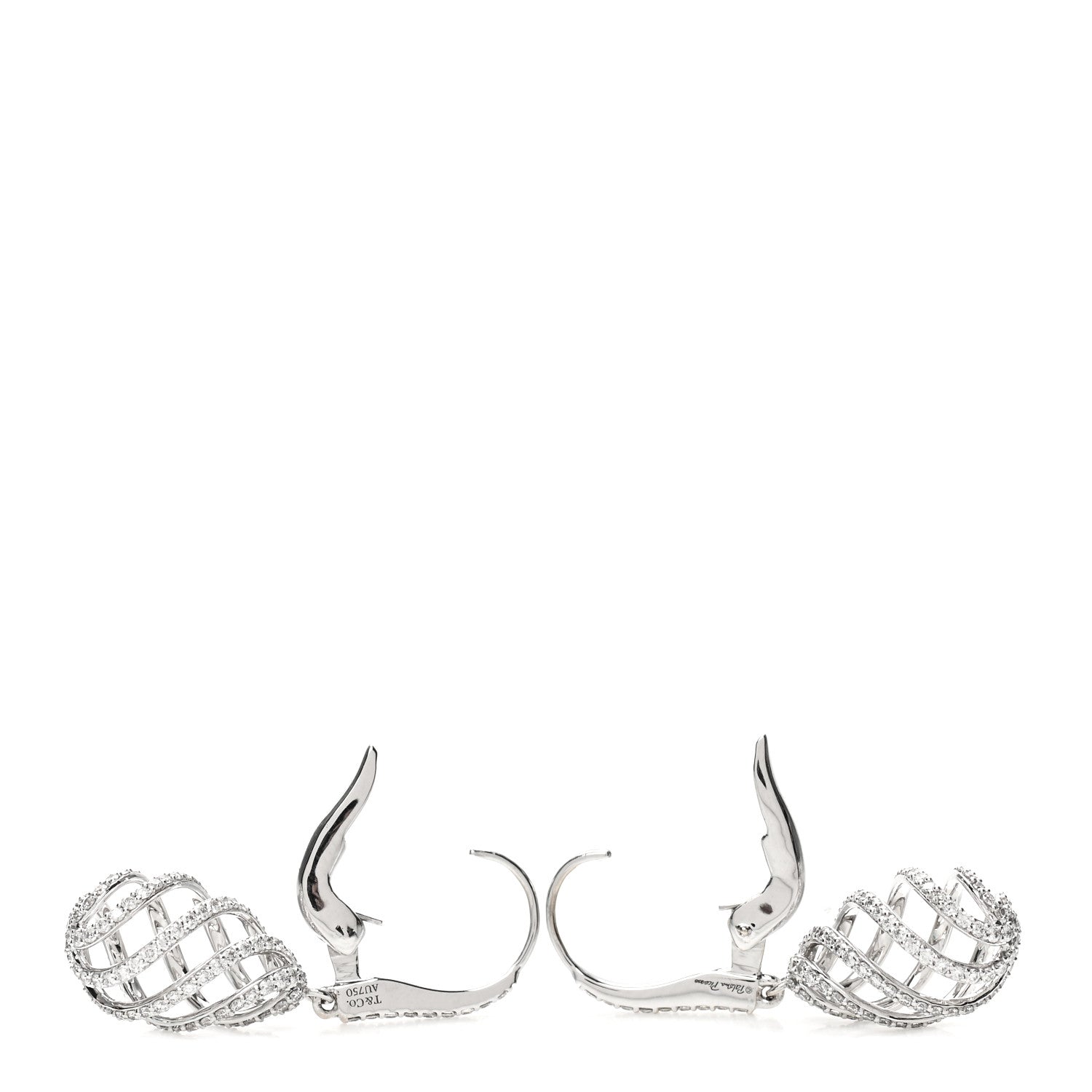 Tiffany 18K White Gold Diamond Paloma Picasso Venezia Luce Drop Earrings 3 of 6