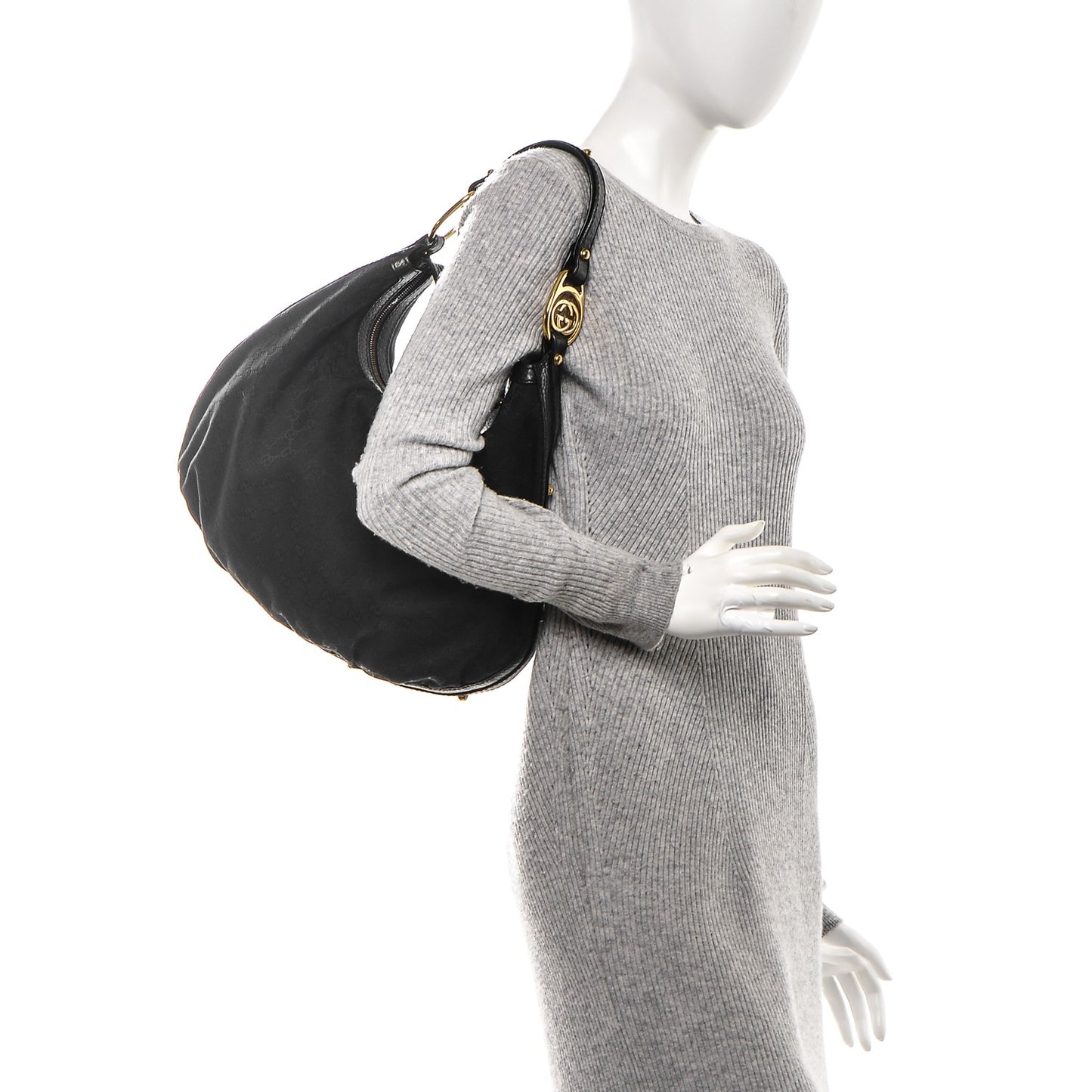Monogram Medium Interlocking Hobo Black