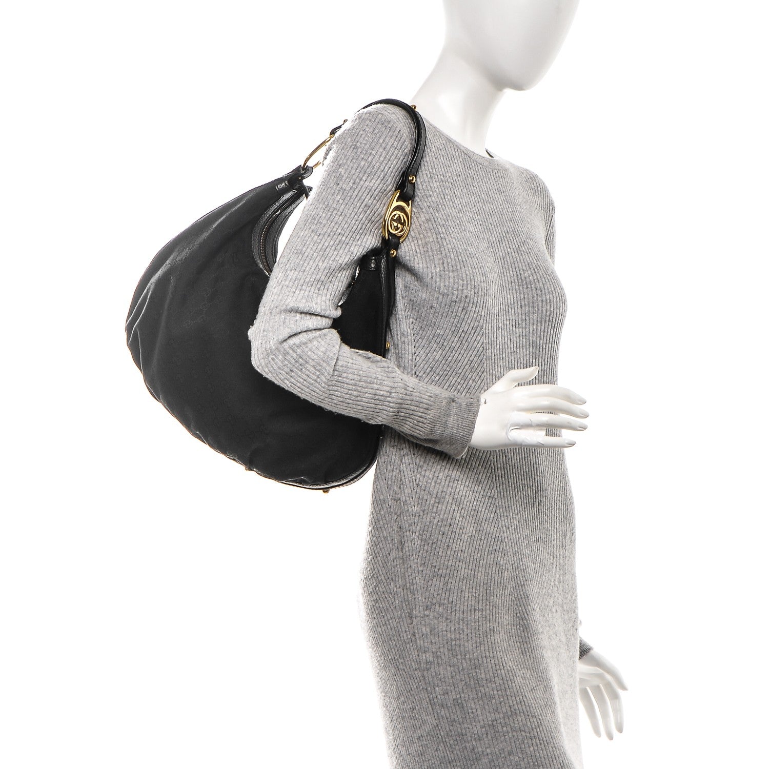Gucci Monogram Medium Interlocking Hobo Black 2 of 7