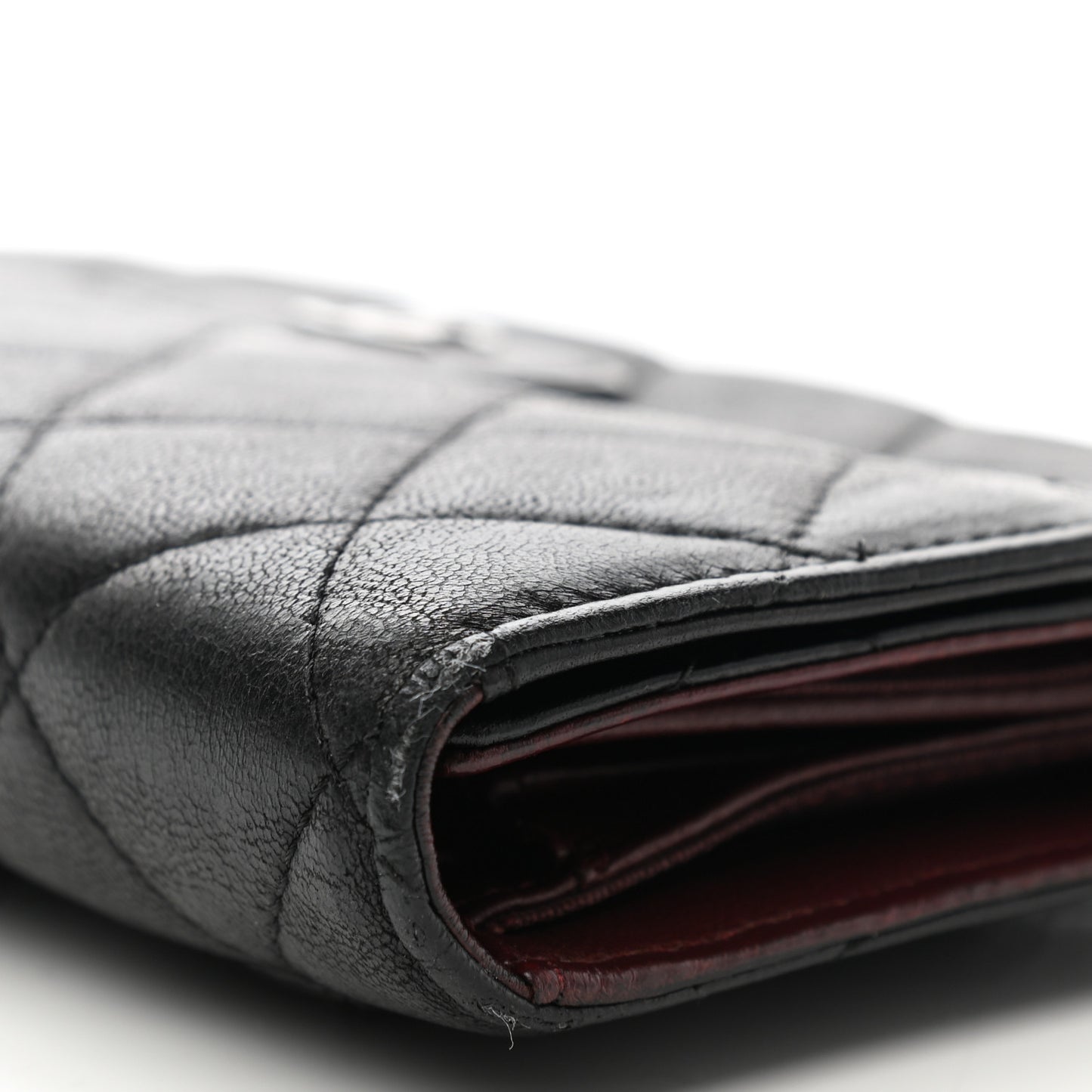 Lambskin Quilted Large Flap Wallet Black