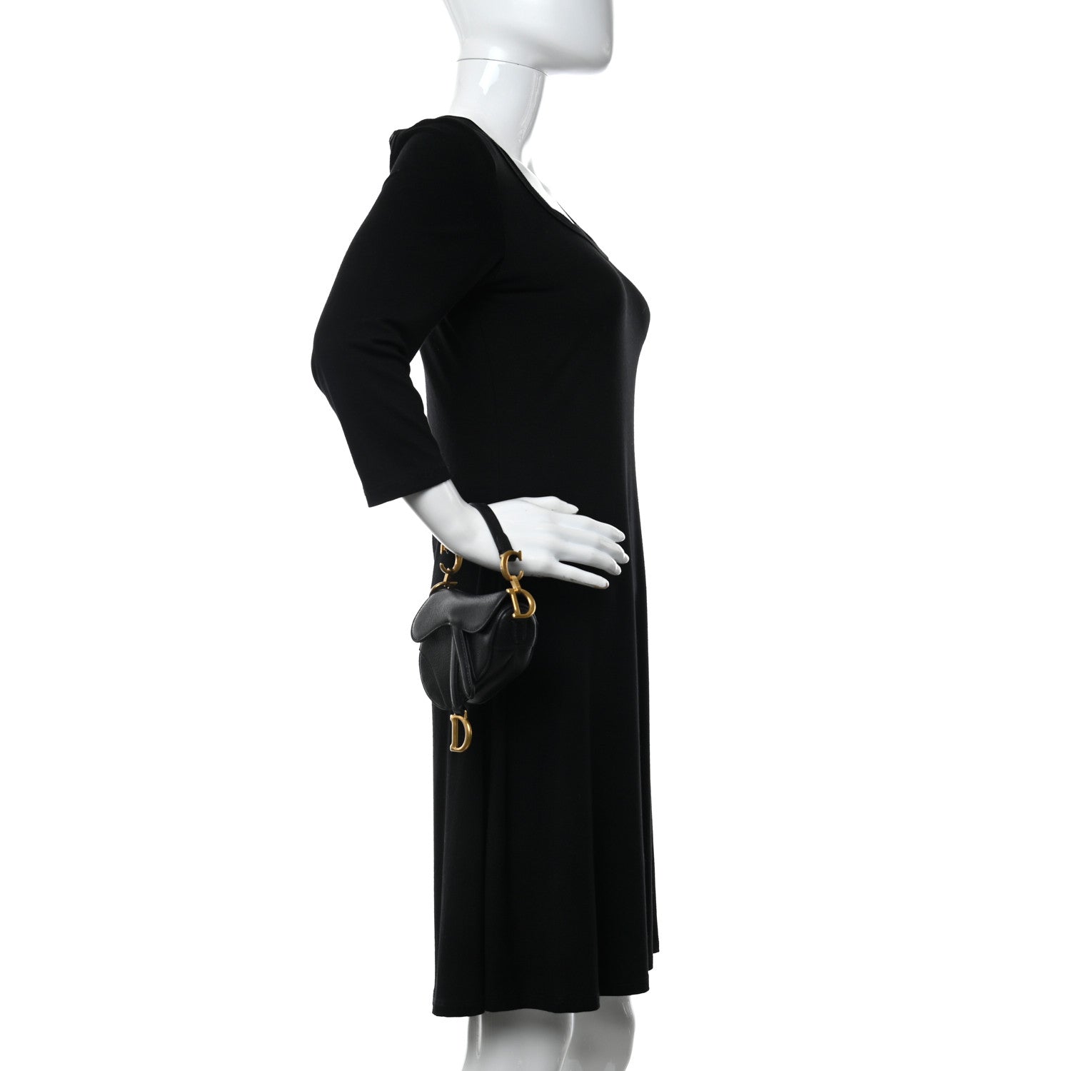 Christian Dior Goatskin Micro Saddle Bag With Strap Black 2 of 10